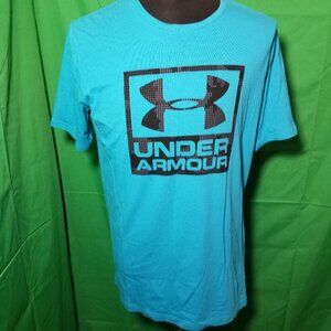 Under Armour Mens Medium Short Sleeve Teal Black Short Sleeve Loose Heatgear Gym